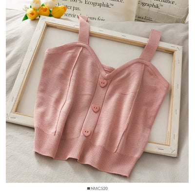 Chaleco Tejido Corto Botones Amor Sweet Wind para Mujer - Image 22