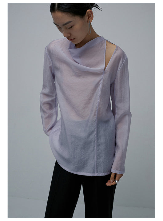 Blusas Elegantes para Mujer con Cuello Plisado y Detalles Recortados - Image 14