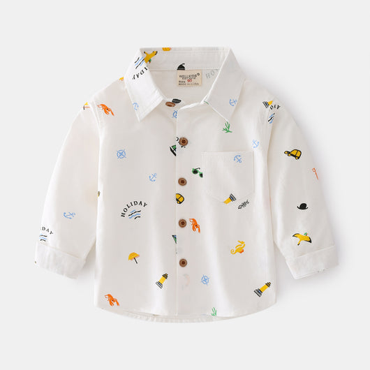 Camisa Infantil Manga Larga con Estampado Cartoon - Diseño Casual Moderno - Image 2