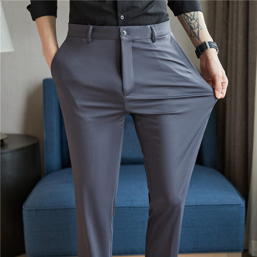Pantalones Casuales Slim Fit de Color Sólido para Hombre - Image 3