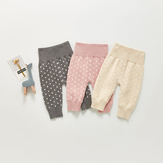 Pantalones de Punto de Algodón con Lunares para Niños