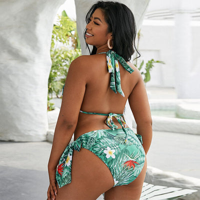Bikini Dividido con Encaje de Estampado Delicado para Mujer - Image 4
