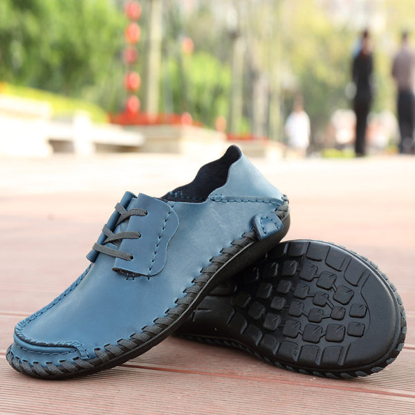 Zapatos Casuales de Cuero para Hombre con Cordones y Punta Redonda