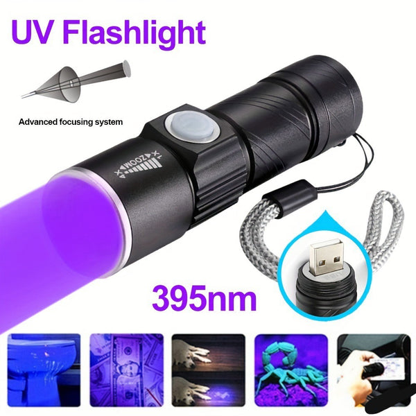 Linterna UV Portátil con Luz Negra - Detector de Fluorescencia y Autenticación