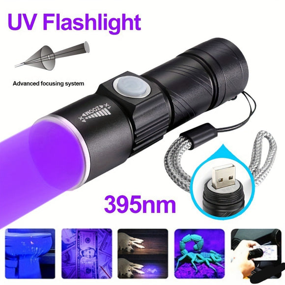 Portable UV Flashlight with Black Light - Fluorescence and Authentication Detector