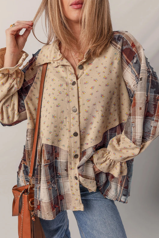 Camisa Cuadros Mujer con Detalles Rasgados y Volantes - Image 8