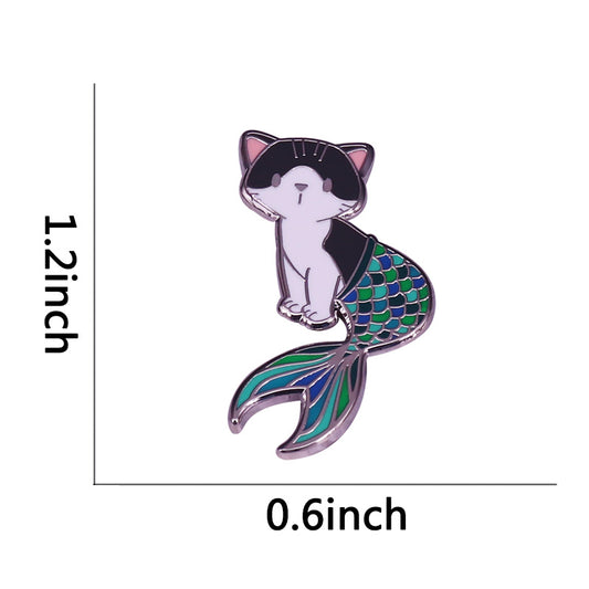 Broche Esmaltado Gato Sirena Kawaii - Pin de Gato Marino - Image 2