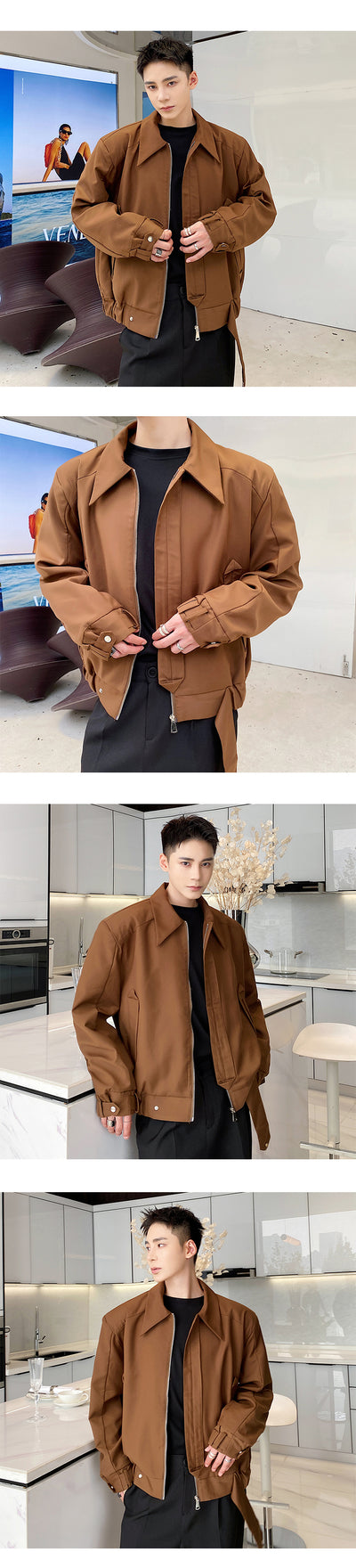 Abrigo Suelto para Hombre con Solapa y Protección Contra el Viento - Image 12