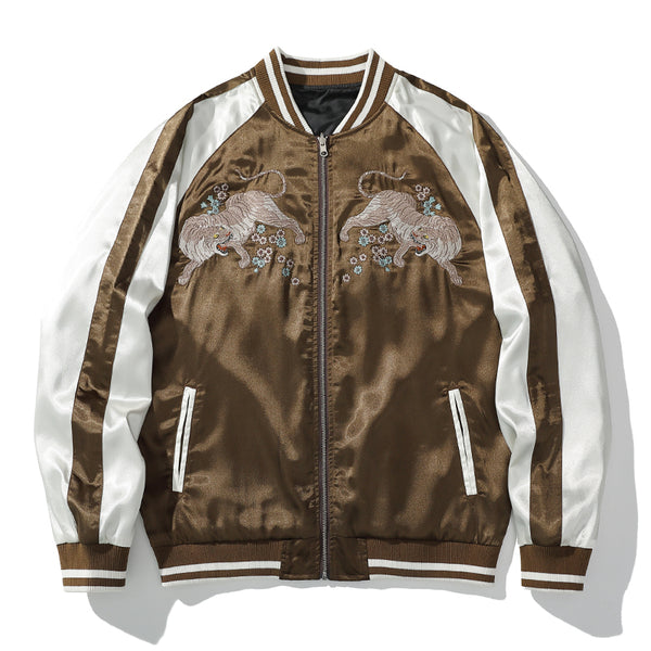 Chaqueta Beisbolera con Bordado de Tigre Estilo Chino para Hombre