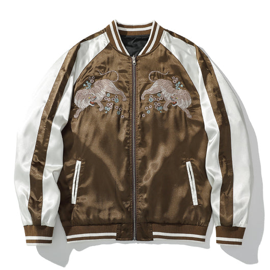 Chaqueta Beisbolera con Bordado de Tigre Estilo Chino para Hombre