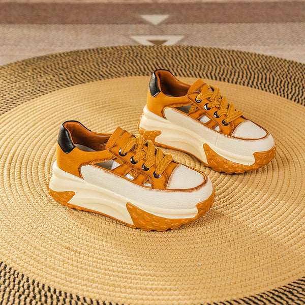 Zapatillas Retro Gruesas con Suela Hueca - Estilo Versátil para Mujer