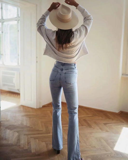 Jeans Retro Slim Micro Acampanados para Mujer - Estilo Europeo y Americano - Image 9
