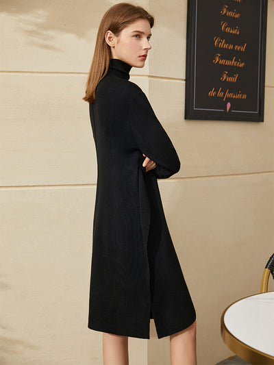 Vestido Suéter Cuello Alto Tejido Suelto para Otoño e Invierno - Image 7