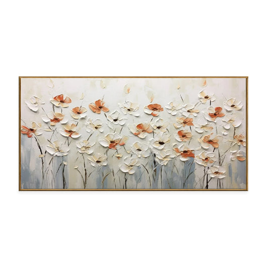 Cuadro Abstracto Flores Blancas - Pintura al Óleo Sobre Lienzo Hecho a Mano - Image 6