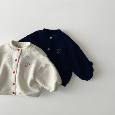 Chamarra Fleece con Botones de Contraste y Bordado Love - Image 3