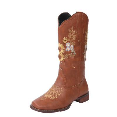 Botas Planas Talla Grande con Bordado de Girasol - Image 4