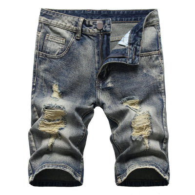 Shorts de Mezclilla Rotos Estilo Europeo y Americano para Hombre - Image 11