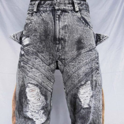 Pantalones Patchwork Deconstruidos con Diseño de Lavado Artístico - Image 10