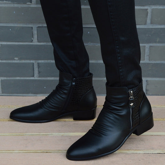 Botas de Cuero para Hombre con Punta Afilada y Remaches de Terciopelo - Image 10