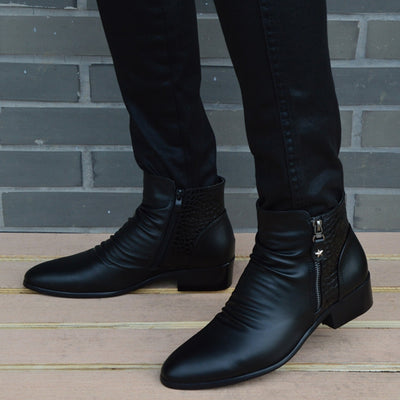 Botas de Cuero para Hombre con Punta Afilada y Remaches de Terciopelo - Image 4