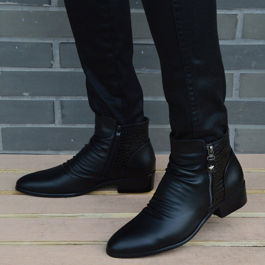 Botas de Cuero para Hombre con Punta Afilada y Remaches de Terciopelo - Image 4
