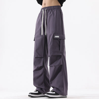 Pantalones Cargo Plisados Retro Americana - Estilo High Street para Parejas - Image 4