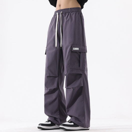 Pantalones Cargo Plisados Retro Americana - Estilo High Street para Parejas - Image 4
