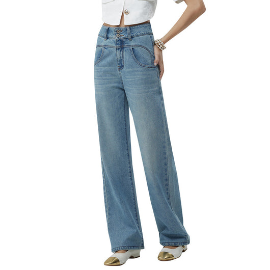 Pantalones Anchos Cintura Alta Estilo Retro con Detalles Rotos para Mujer - Image 5