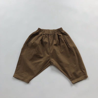 Pantalones Casuales Infantiles de Color Sólido con Cintura Elástica Estilo Literario - Image 4