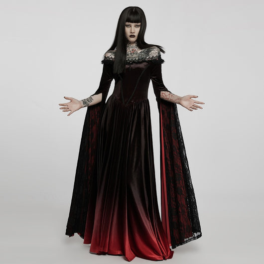 Vestido Formal de Cuello Único con Degradado Gótico - Image 2