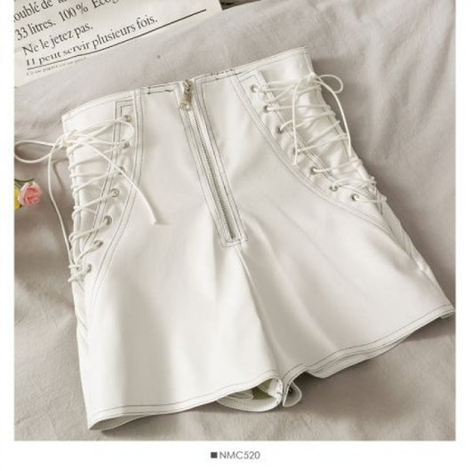 Shorts de Cuero Delgado para Mujer Primavera Otoño Ajustado con Cierre - Image 10