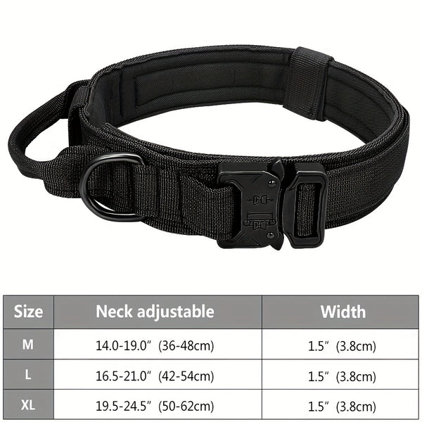 Collar Táctico Militar Reforzado para Perros Medianos y Grandes con Manija de Control