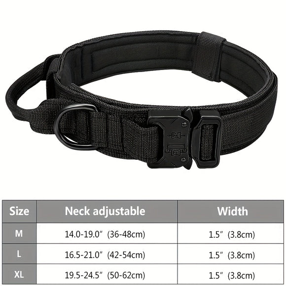 Collar Táctico Militar Reforzado para Perros Medianos y Grandes con Manija de Control