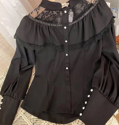 Conjunto Retro Elegante: Blusa Manga Larga y Falda Midi - Image 20
