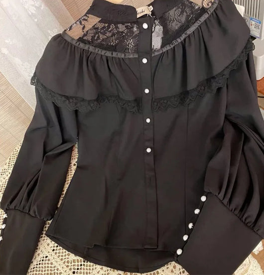 Conjunto Retro Elegante: Blusa Manga Larga y Falda Midi - Image 20