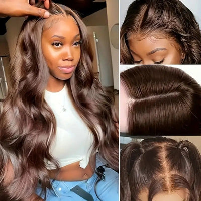 Peluca Ondulada Marrón Oscuro con Encaje Frontal - Cabello Largo y Voluminoso - Image 2