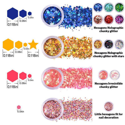 Lentejuelas Láser Pentágono para Uñas - Brillos de Joyería Profesional - Image 28
