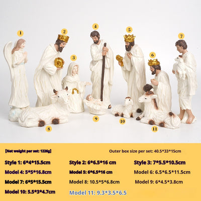 Juego de 11 Adornos Navideños Religiosos en Resina - Image 7