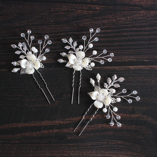 Tocado Nupcial Coreano con Perlas, Flores y Hojas - Image 8
