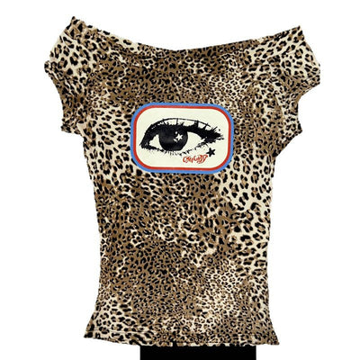 Blusa Vintage Estampado Leopardo con Diseño de Ojos Sexy - Image 5