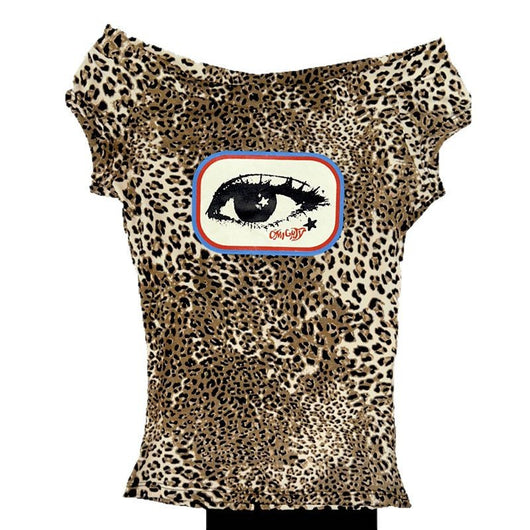 Blusa Vintage Estampado Leopardo con Diseño de Ojos Sexy - Image 5