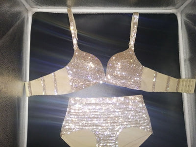 Sparkling stick-on crystal bikini set with a bra top and high-waisted bottoms, ideal for nightclubs or swimwear. - Image 9