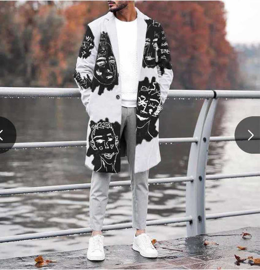 Chaqueta de Lana Tejida con Estampado y Mangas Largas