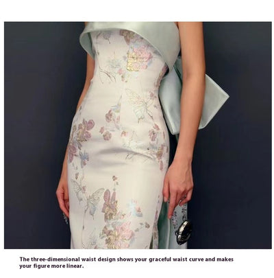 Vestido Cheongsam Escote Tubo Estilo Chino para Novia - Image 19