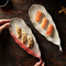 Plato de Sushi Cerámica Estilo Japonés Retro con Hoja Transformada