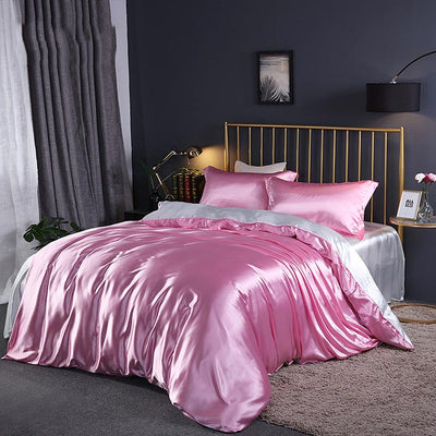 Juego de Cama Reversible de Seda de Hielo Puro Color - 4 Piezas - Image 18