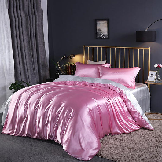 Juego de Cama Reversible de Seda de Hielo Puro Color - 4 Piezas - Image 18