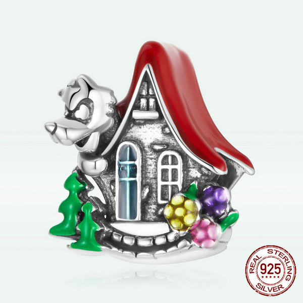 Cuentas de Plata de Ley S925 con Gota de Aceite Roja