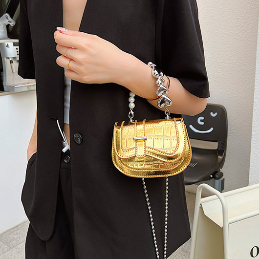 Bolso Tote Mini Saddle Perla Láser para Niña - Image 3