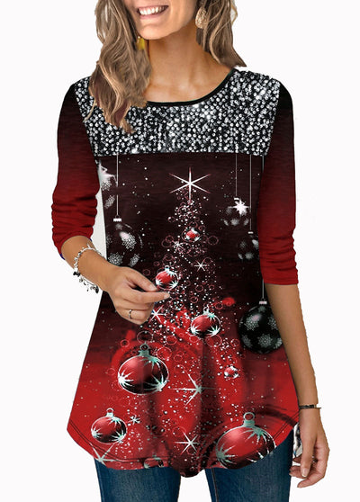 Playera Navideña con Estampado Festivo Cuello Redondo - Image 12
